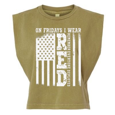 On Fridays I Wear Red USA Support American Troops Garment-Dyed Women's Muscle Tee