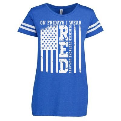 On Fridays I Wear Red USA Support American Troops Enza Ladies Jersey Football T-Shirt