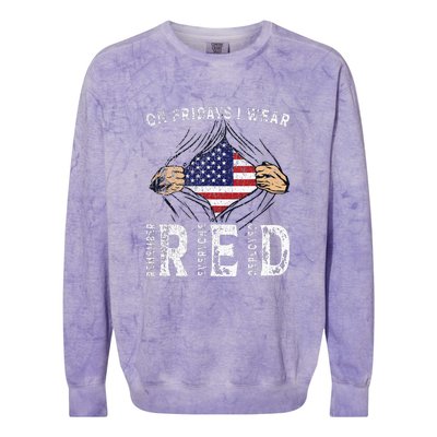 On Fridays I Wear Red USA Support Colorblast Crewneck Sweatshirt