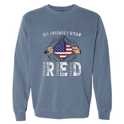 On Fridays I Wear Red USA Support Garment-Dyed Sweatshirt