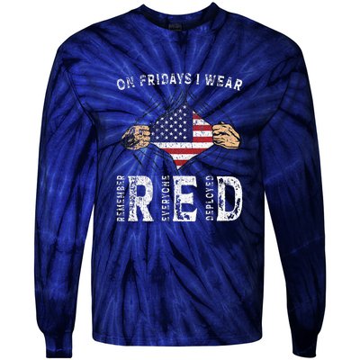 On Fridays I Wear Red USA Support Tie-Dye Long Sleeve Shirt