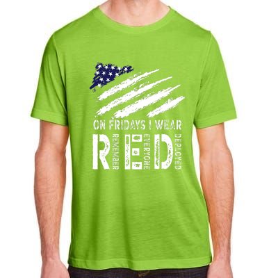 On Fridays I Wear Red USA Flag Support American Troops Adult ChromaSoft Performance T-Shirt