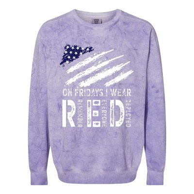 On Fridays I Wear Red USA Flag Support American Troops Colorblast Crewneck Sweatshirt