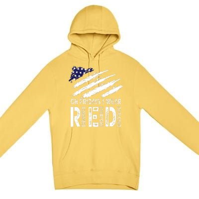 On Fridays I Wear Red USA Flag Support American Troops Premium Pullover Hoodie