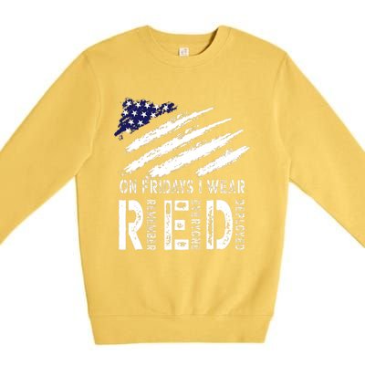 On Fridays I Wear Red USA Flag Support American Troops Premium Crewneck Sweatshirt