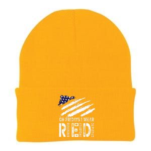 On Fridays I Wear Red USA Flag Support American Troops Knit Cap Winter Beanie