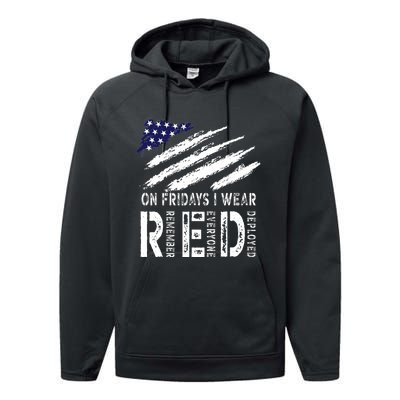 On Fridays I Wear Red USA Flag Support American Troops Performance Fleece Hoodie