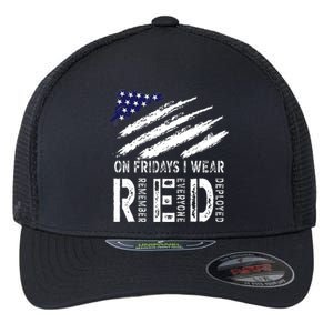 On Fridays I Wear Red USA Flag Support American Troops Flexfit Unipanel Trucker Cap