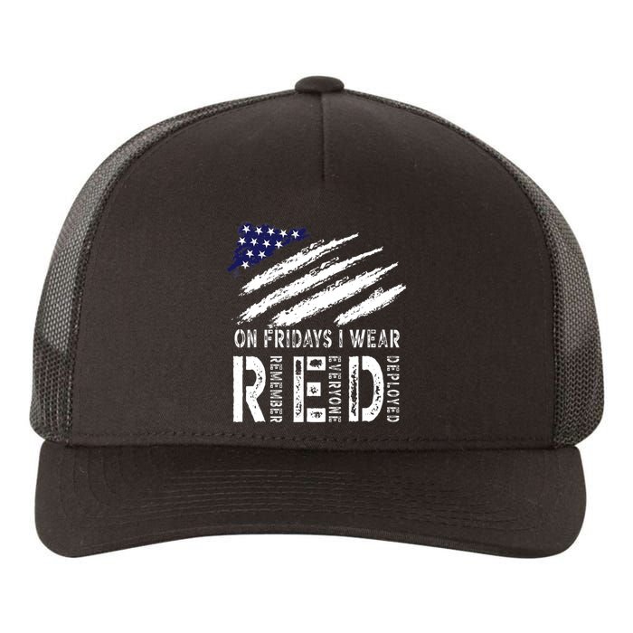 On Fridays I Wear Red USA Flag Support American Troops Yupoong Adult 5-Panel Trucker Hat