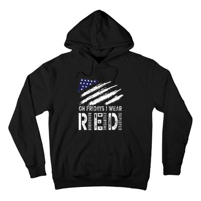 On Fridays I Wear Red USA Flag Support American Troops Hoodie