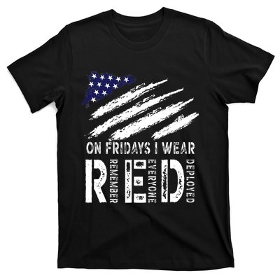 On Fridays I Wear Red USA Flag Support American Troops T-Shirt