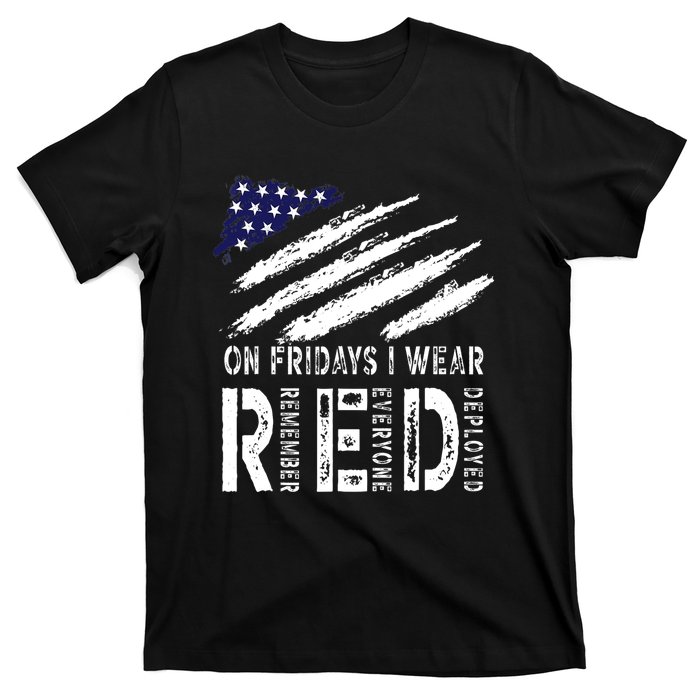 On Fridays I Wear Red USA Flag Support American Troops T-Shirt