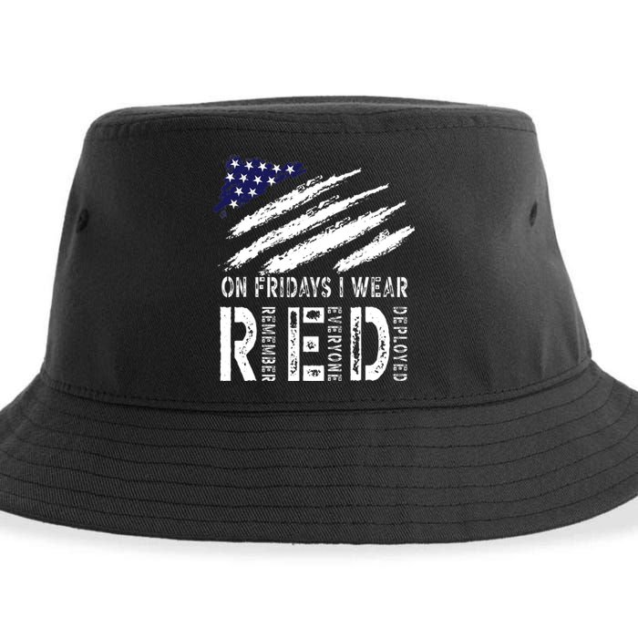 On Fridays I Wear Red USA Flag Support American Troops Sustainable Bucket Hat