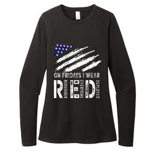 On Fridays I Wear Red USA Flag Support American Troops Womens CVC Long Sleeve Shirt