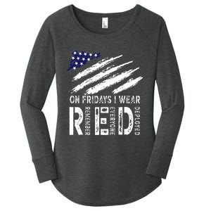 On Fridays I Wear Red USA Flag Support American Troops Women's Perfect Tri Tunic Long Sleeve Shirt