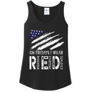 On Fridays I Wear Red USA Flag Support American Troops Ladies Essential Tank