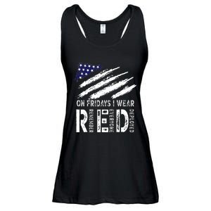 On Fridays I Wear Red USA Flag Support American Troops Ladies Essential Flowy Tank