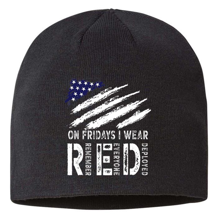 On Fridays I Wear Red USA Flag Support American Troops Sustainable Beanie