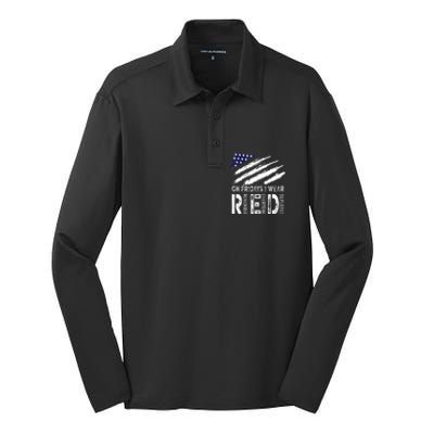 On Fridays I Wear Red USA Flag Support American Troops Silk Touch Performance Long Sleeve Polo