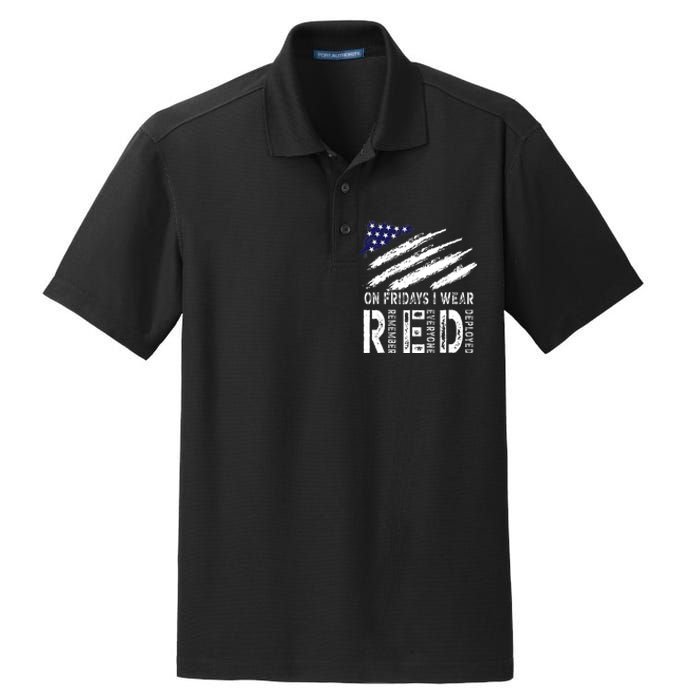 On Fridays I Wear Red USA Flag Support American Troops Dry Zone Grid Polo