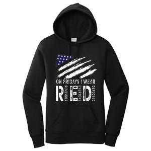 On Fridays I Wear Red USA Flag Support American Troops Women's Pullover Hoodie