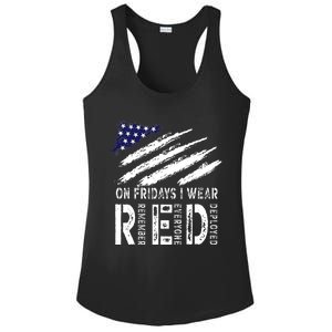 On Fridays I Wear Red USA Flag Support American Troops Ladies PosiCharge Competitor Racerback Tank