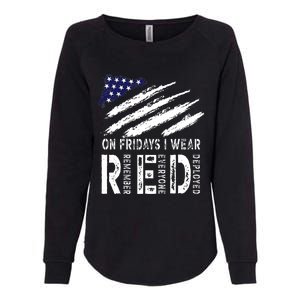 On Fridays I Wear Red USA Flag Support American Troops Womens California Wash Sweatshirt