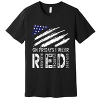 On Fridays I Wear Red USA Flag Support American Troops Premium T-Shirt