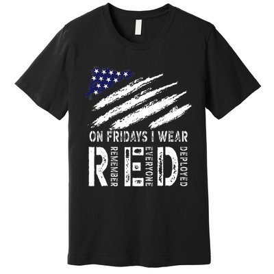 On Fridays I Wear Red USA Flag Support American Troops Premium T-Shirt