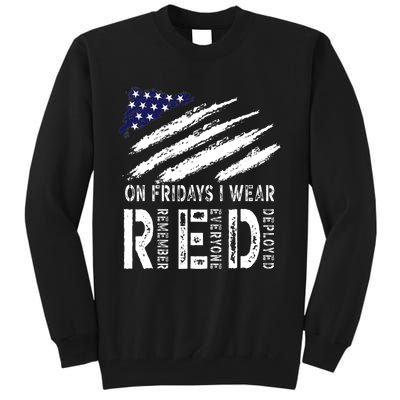 On Fridays I Wear Red USA Flag Support American Troops Tall Sweatshirt