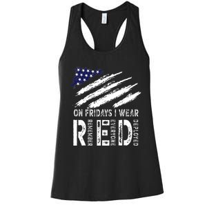 On Fridays I Wear Red USA Flag Support American Troops Women's Racerback Tank