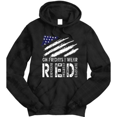 On Fridays I Wear Red USA Flag Support American Troops Tie Dye Hoodie