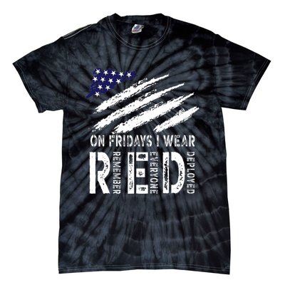 On Fridays I Wear Red USA Flag Support American Troops Tie-Dye T-Shirt