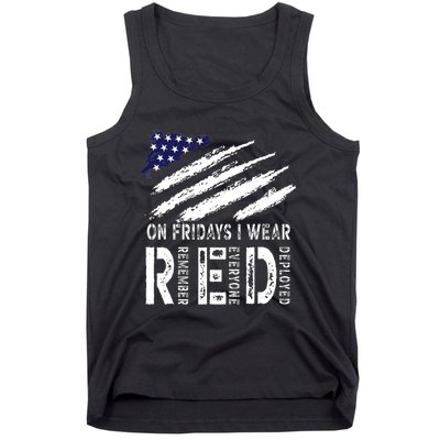 On Fridays I Wear Red USA Flag Support American Troops Tank Top