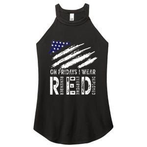 On Fridays I Wear Red USA Flag Support American Troops Women's Perfect Tri Rocker Tank