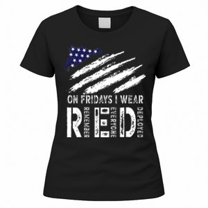 On Fridays I Wear Red USA Flag Support American Troops Women's T-Shirt