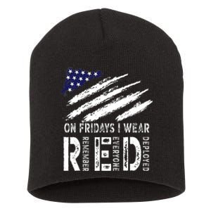 On Fridays I Wear Red USA Flag Support American Troops Short Acrylic Beanie