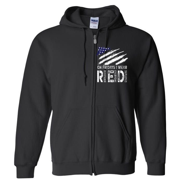 On Fridays I Wear Red USA Flag Support American Troops Full Zip Hoodie