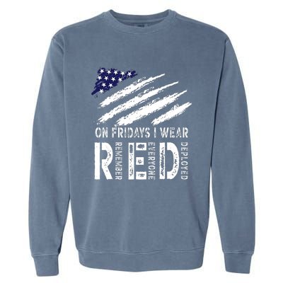 On Fridays I Wear Red USA Flag Support American Troops Garment-Dyed Sweatshirt