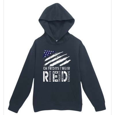 On Fridays I Wear Red USA Flag Support American Troops Urban Pullover Hoodie