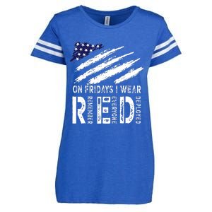 On Fridays I Wear Red USA Flag Support American Troops Enza Ladies Jersey Football T-Shirt