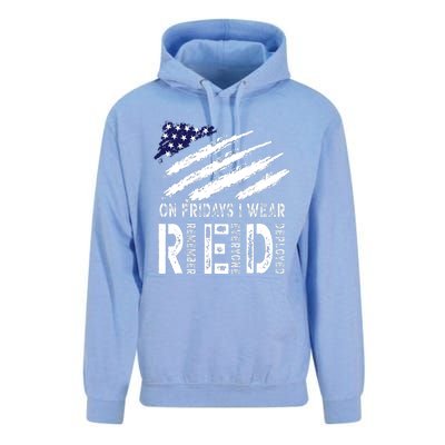 On Fridays I Wear Red USA Flag Support American Troops Unisex Surf Hoodie