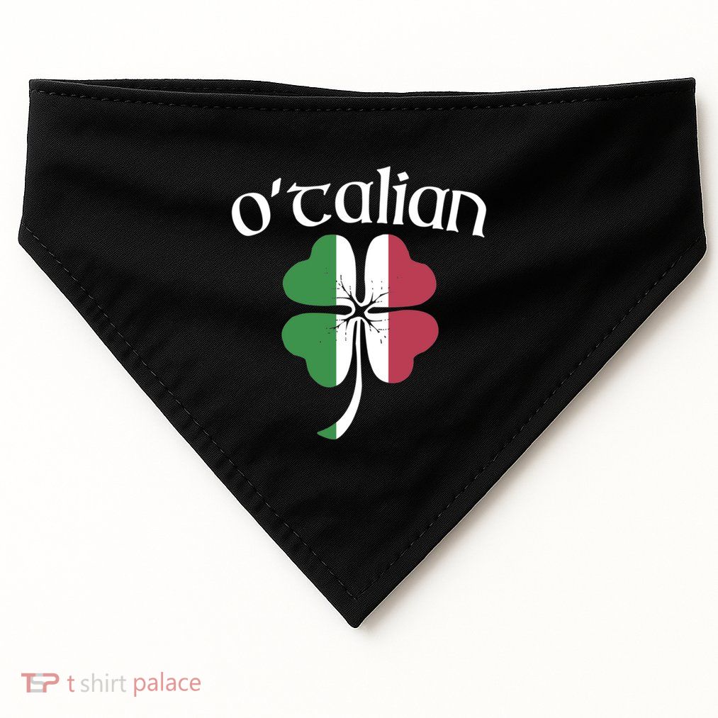 OTalian Funny Italian Irish St PatrickS Day Shamrock Flag Cute Gift USA-Made Doggie Bandana