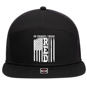 On Fridays I Wear Red USA Support American Troops 7 Panel Mesh Trucker Snapback Hat