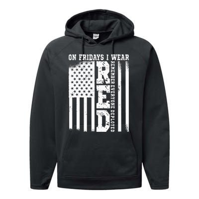 On Fridays I Wear Red USA Support American Troops Performance Fleece Hoodie