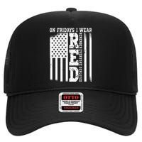 On Fridays I Wear Red USA Support American Troops High Crown Mesh Back Trucker Hat