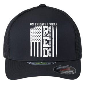 On Fridays I Wear Red USA Support American Troops Flexfit Unipanel Trucker Cap