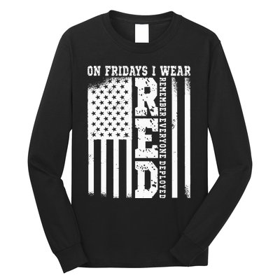 On Fridays I Wear Red USA Support American Troops Long Sleeve Shirt