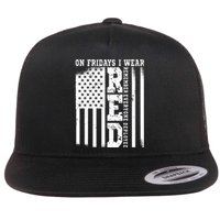 On Fridays I Wear Red USA Support American Troops Flat Bill Trucker Hat