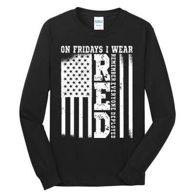 On Fridays I Wear Red USA Support American Troops Tall Long Sleeve T-Shirt